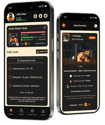 Xpulse gamified fitness app  mobile screens