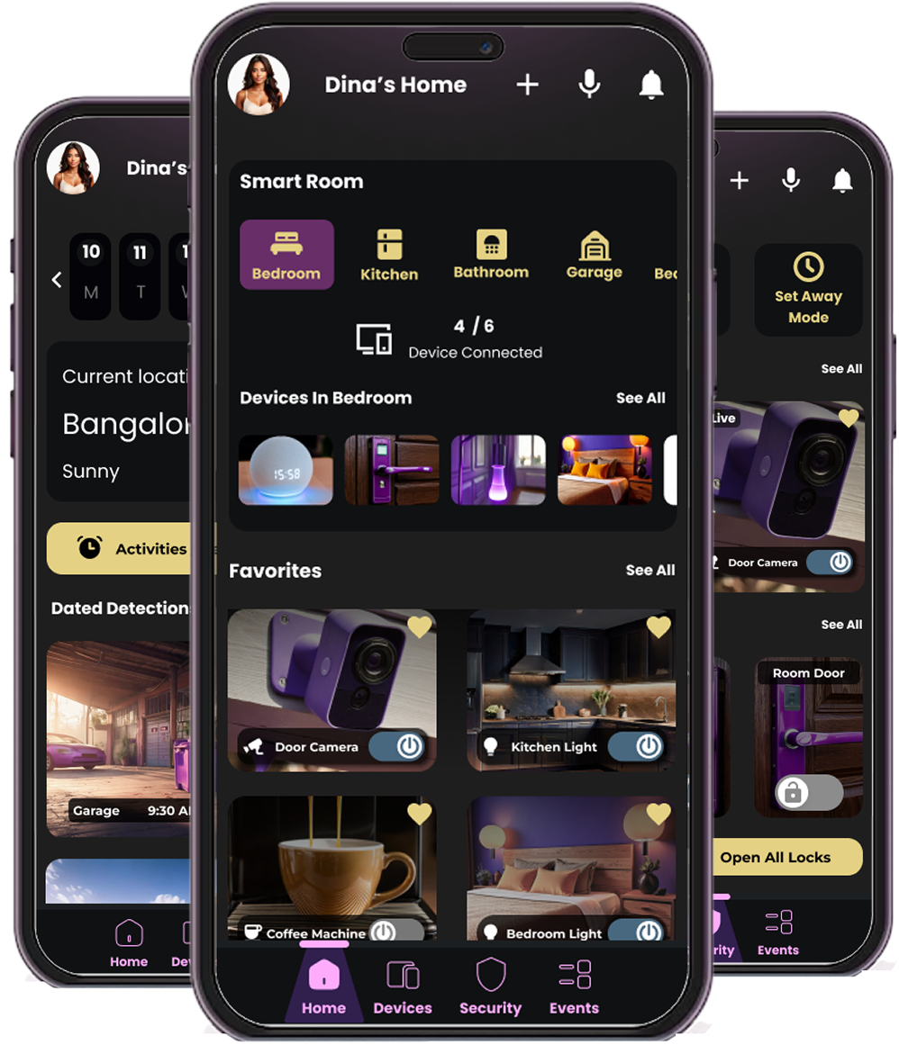 Odin's Haven Smart Home App mobile screens